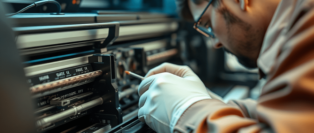 Técnico reparando impresora en oficina empresa domicilio Santiago RM